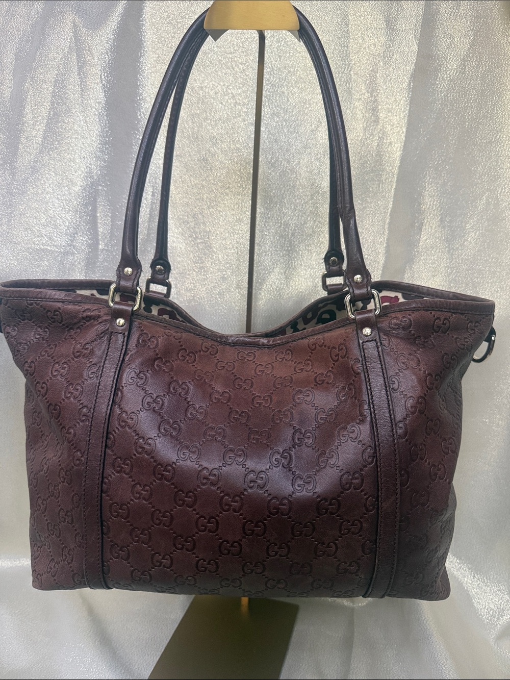 Gucci GG Leather Embossed GG Leather Tote